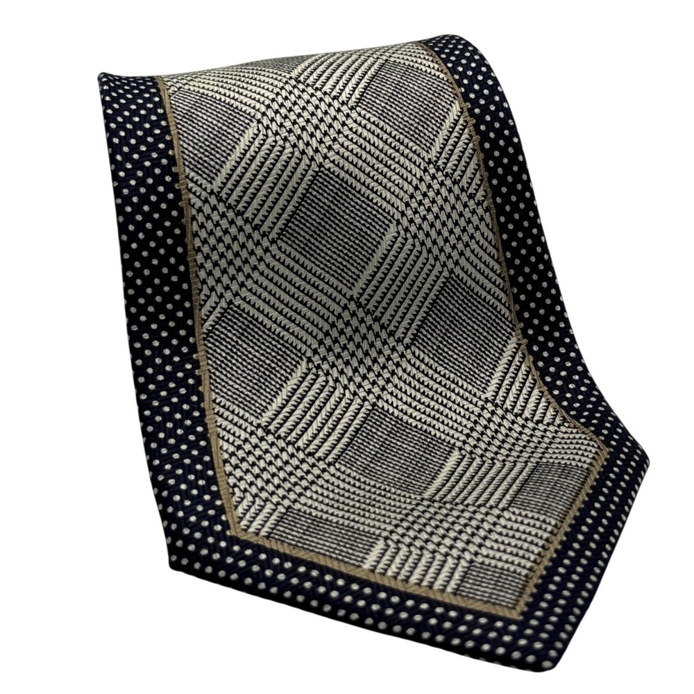 Nishijin Kyoto Taiyo Silk Tie Artisan Woven Geometric Blue Gold Luxury Japan